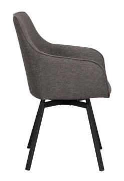 ALISON Karmstol grå microfiber/svarta metben snurr