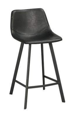 AUBURN barstol svart konstläder/svarta metall ben