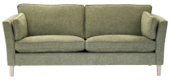 AURA 2-sits soffa, komfort C3 kallskum/polyeter, tyg Milan 03 grön, vitpig. ben L 14 cm