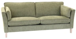 AURA 2-sits soffa, komfort C3 kallskum/polyeter, tyg Milan 03 grön, vitpig. ben L 14 cm