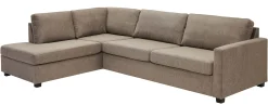 BARRY Hörnsoffa m öppet avslut vänster, breda dynor, arm B, tyg Brego 07 light grey