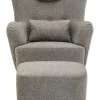 BONN Fast fåtölj inkl pall tyg Brego 10 medium grey wengeben - PAKETPRIS!