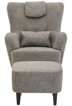 BONN Fast fåtölj inkl pall tyg Brego 10 medium grey wengeben - PAKETPRIS!