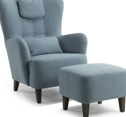 BONN Fast fåtölj inkl pall tyg Fame Blue wenge ben