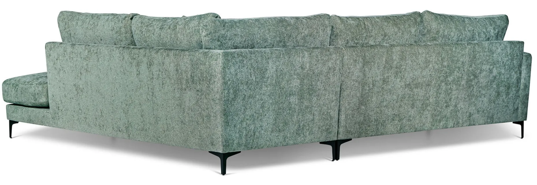 BOOM Hörnsoffa OE m öppet avslut höger tyg Shaff 1137 olive green, ben 131 svart metall