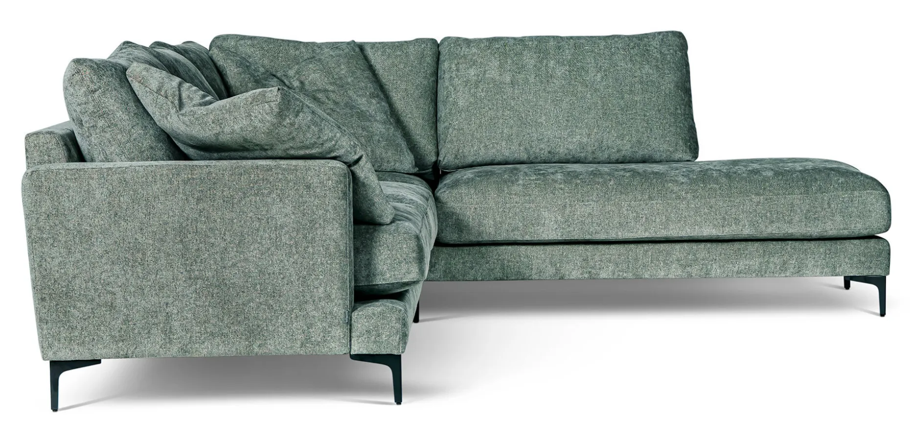 BOOM Hörnsoffa OE m öppet avslut höger tyg Shaff 1137 olive green, ben 131 svart metall