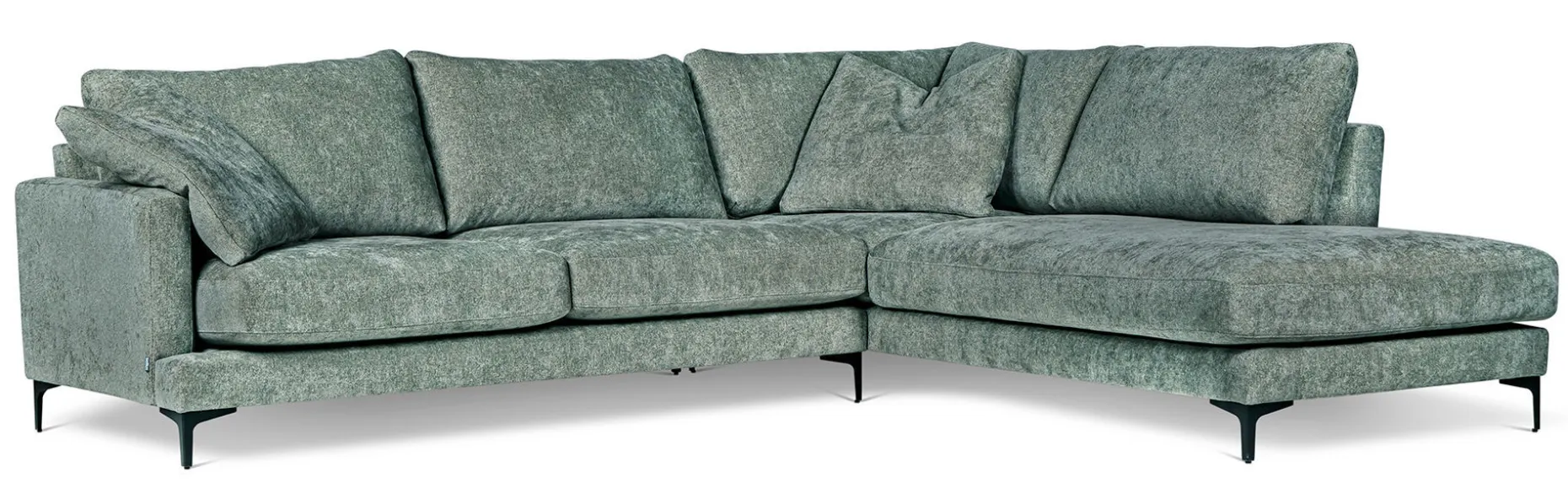 BOOM Hörnsoffa OE m öppet avslut höger tyg Shaff 1137 olive green, ben 131 svart metall