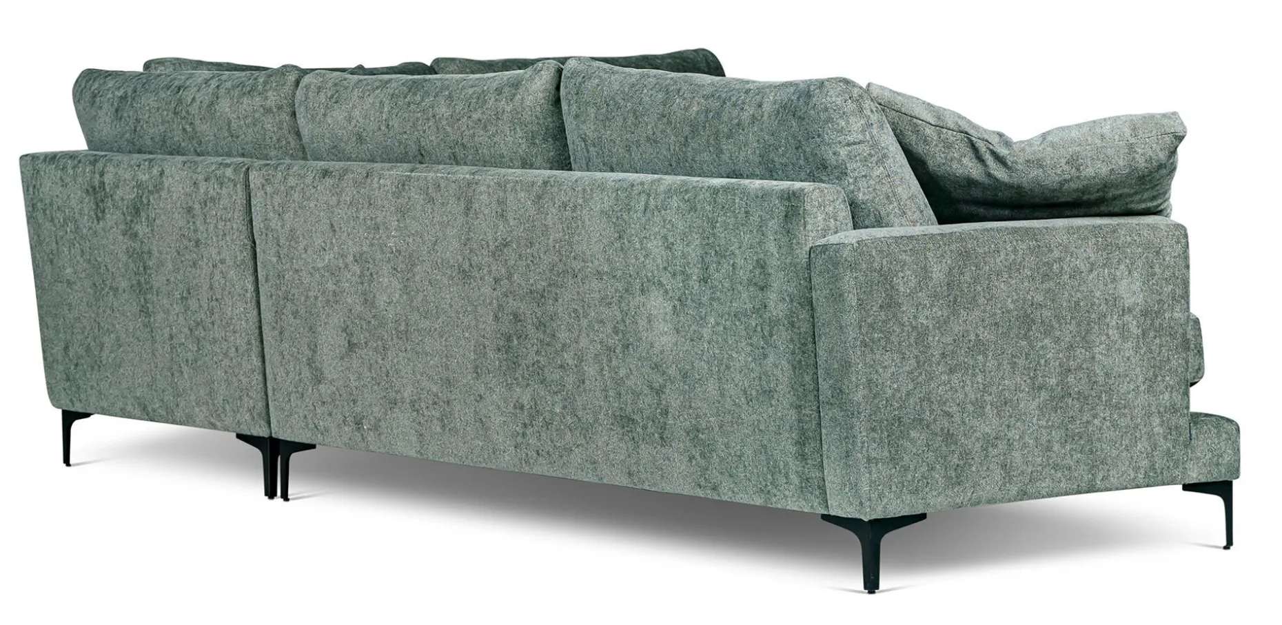 BOOM Hörnsoffa OE m öppet avslut höger tyg Shaff 1137 olive green, ben 131 svart metall
