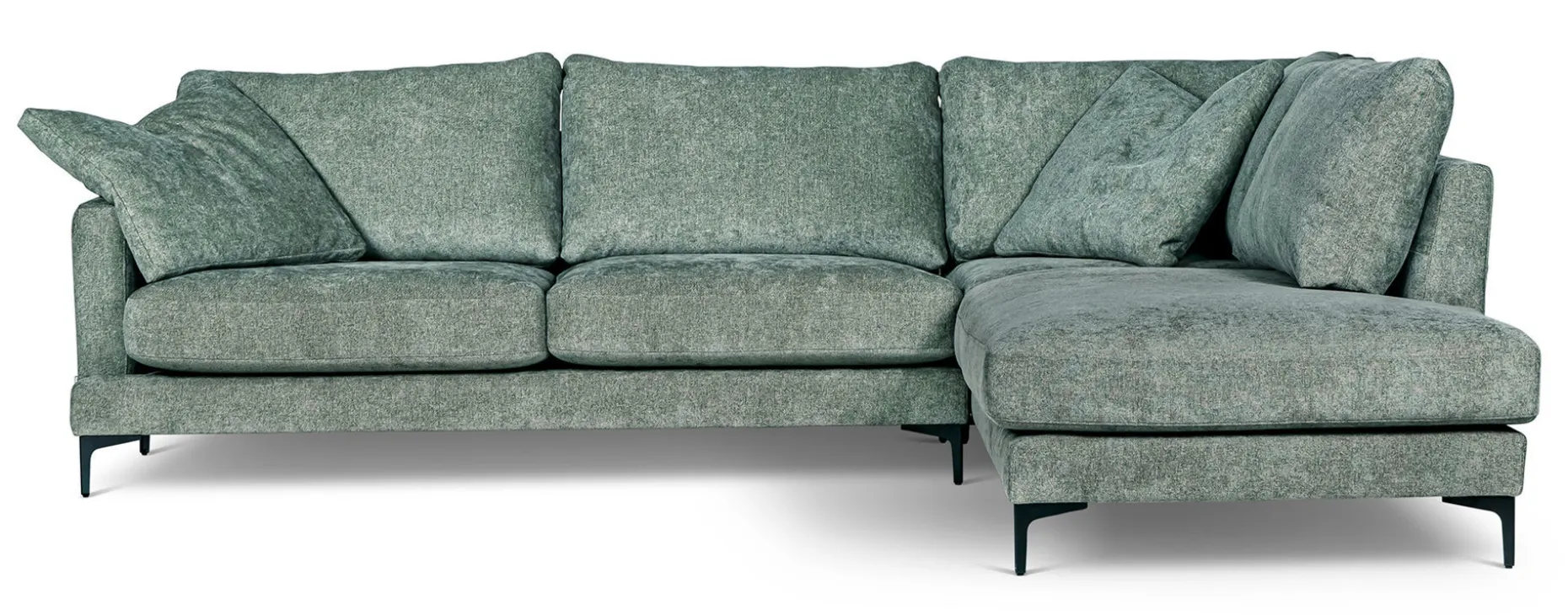 BOOM Hörnsoffa OE m öppet avslut höger tyg Shaff 1137 olive green, ben 131 svart metall