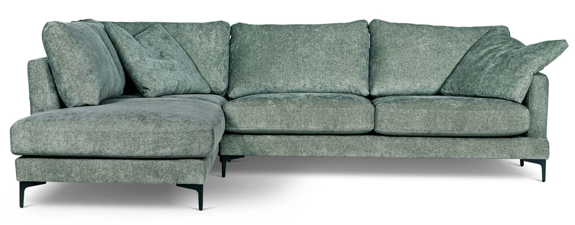 BOOM Hörnsoffa OE m öppet avslut vänster tyg Shaff 1137 olive green, ben 131 svart metall