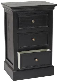 BRISCOE Sängbord 3 lådig Antik svart h70, monterad., lackad furu/mdf