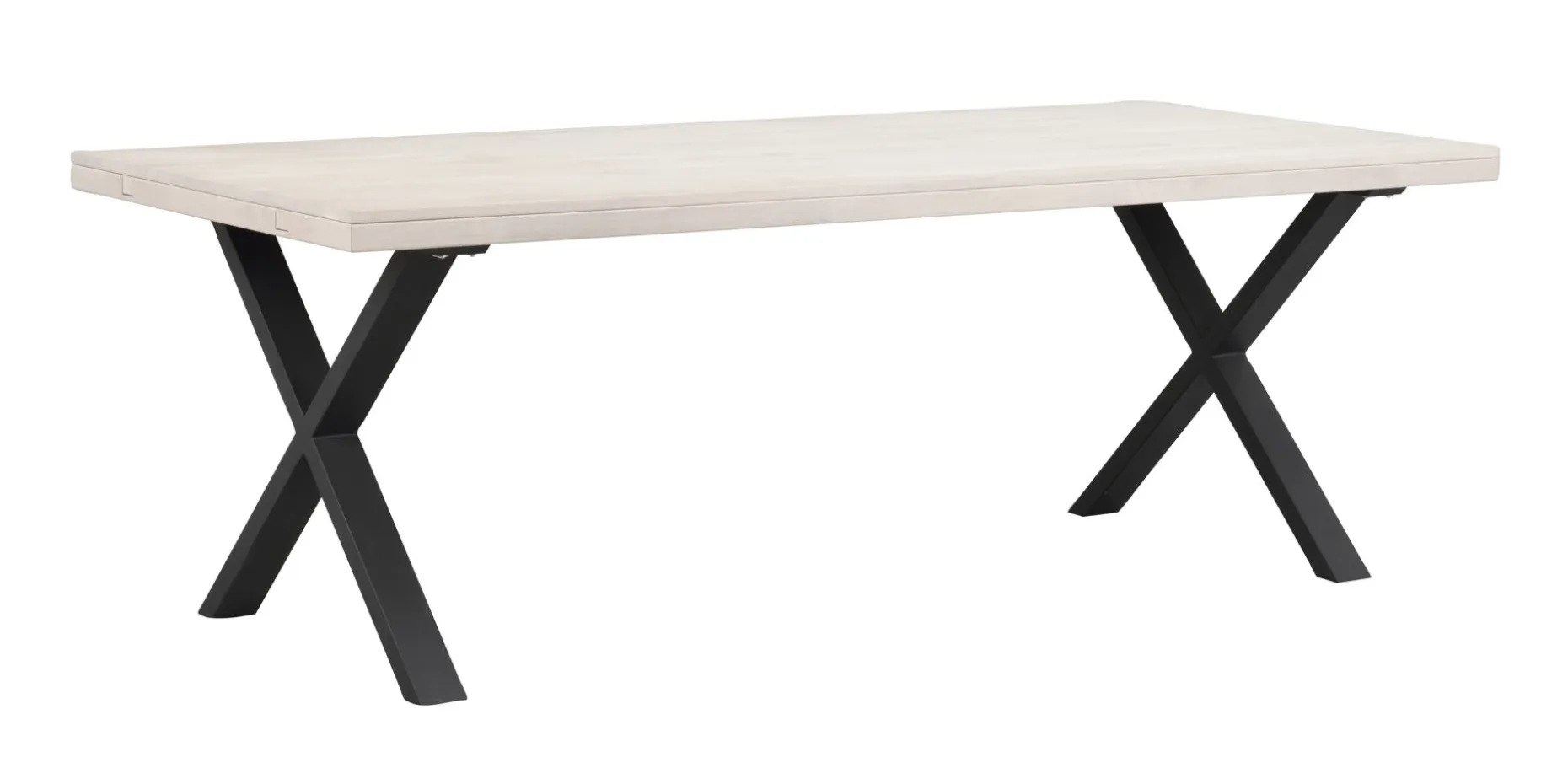 BROOKLYN matbord 220x95 vitpigm ek/X-ben svart met