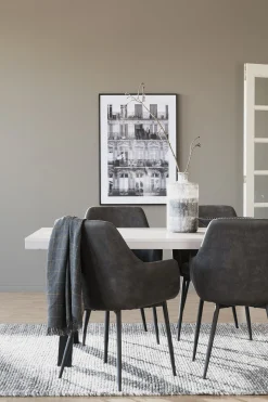 BROOKLYN matbord 220x95 vitpigm ek/X-ben svart met