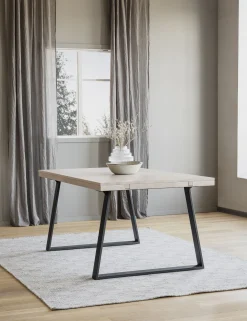 BROOKLYN matbord 220x95 vitpigm ek/X-ben svart met