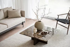 BROOKSVILLE soffbord kvadrat 90x90 brun marmor/brun ek