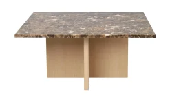BROOKSVILLE soffbord kvadrat 90x90 brun marmor/vitpigment ek