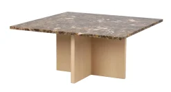 BROOKSVILLE soffbord kvadrat 90x90 brun marmor/vitpigment ek