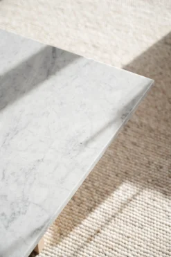 BROOKSVILLE soffbord kvadrat 90x90 vit marmor/brun ek