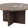 BROOKSVILLE soffbord runt Ø90 brun marmor/brun ek