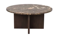BROOKSVILLE soffbord runt Ø90 brun marmor/brun ek