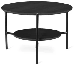 CANE Soffbord Ø80, H52cm svartbetsad fanerad ek/svart metall