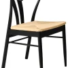 CHIVAS Matstol i svart lackerad ek, natur flätad sits, sitthöjd:45/sittdjup:42/sittbredd 45 cm