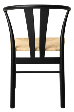 CHIVAS Matstol i svart lackerad ek, natur flätad sits, sitthöjd:45/sittdjup:42/sittbredd 45 cm