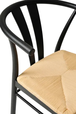 CHIVAS Matstol i svart lackerad ek, natur flätad sits, sitthöjd:45/sittdjup:42/sittbredd 45 cm