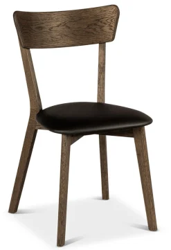 CIELO WOOD Stol massiv rökoljad ek/svart konstläder