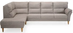 CLEVELAND hörnsoffa m öppet avsl vä tyg Brego 3591 light brown, oljade ekben
