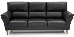 CLEVELAND 3-sits soffa läder Soleda/skai svart, ekben