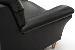 CLEVELAND 3-sits soffa läder Soleda/skai svart, ekben