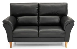 CLEVELAND 2-sits soffa läder Soleda/skai svart, ekben