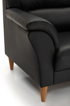 CLEVELAND 2-sits soffa läder Soleda/skai svart, ekben