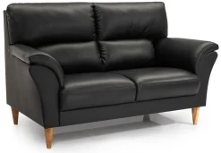 CLEVELAND 2-sits soffa läder Soleda/skai svart, ekben