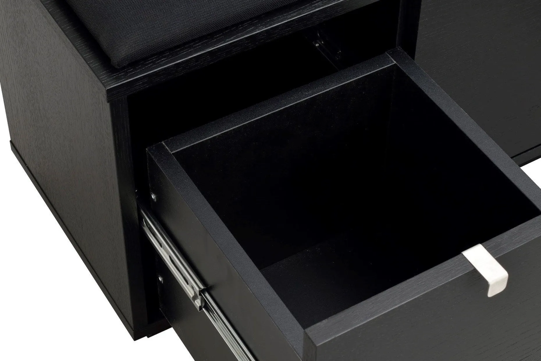 CONFETTI Bänk 3L svartbetsad ek/svart tyg