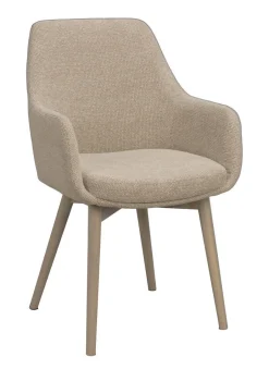 DENLEY Karmstol ljusbeige tyg/vitpigmenterade ekben