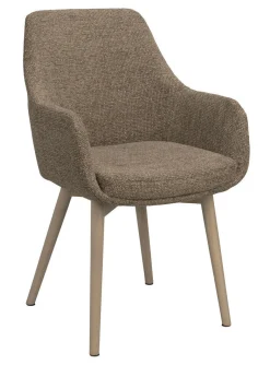 DENLEY Karmstol mörkbeige tyg/vitpigmenterade ekben