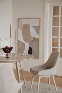 DENLEY Stol ljusbeige tyg/vitpigmenterade ekben