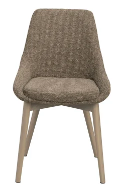 DENLEY Stol mörkbeige tyg/vitpigmenterade ekben