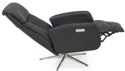 DENTON Reclinerfåtölj el LARGE läder Soleda/spalt 441 black, fot Polaris A6 krom
