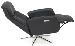 DENTON Reclinerfåtölj el LARGE läder Soleda/spalt 441 black, fot Polaris A6 krom