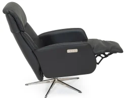 DENTON Reclinerfåtölj el LARGE läder Soleda/spalt 441 black, fot Polaris A6 krom