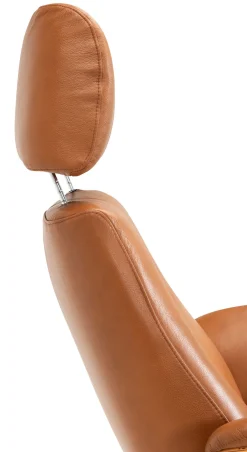 DESOTO Reclinerfåtölj el LARGE läder Semi 376 cognac, oljad ek, fot Polaris A7 svart, svart panel