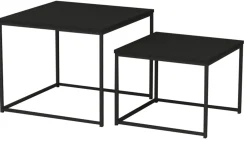 DUDOS 2-dels satsbord KVADRAT svartbetsad lackad askfanér/metallben 55x55x45cm + 45x45xh35 cm