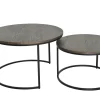 DUDOS 2-dels satsbord RUND Ø60/47 brunbetsad lackad ekfanér/metallben Ø60/H38cm + Ø47/H31cm
