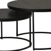 DUDOS 2-dels satsbord RUND Ø60/47 svartbetsad lackad askfanér/metallben Ø60/H38cm + Ø47/H31cm