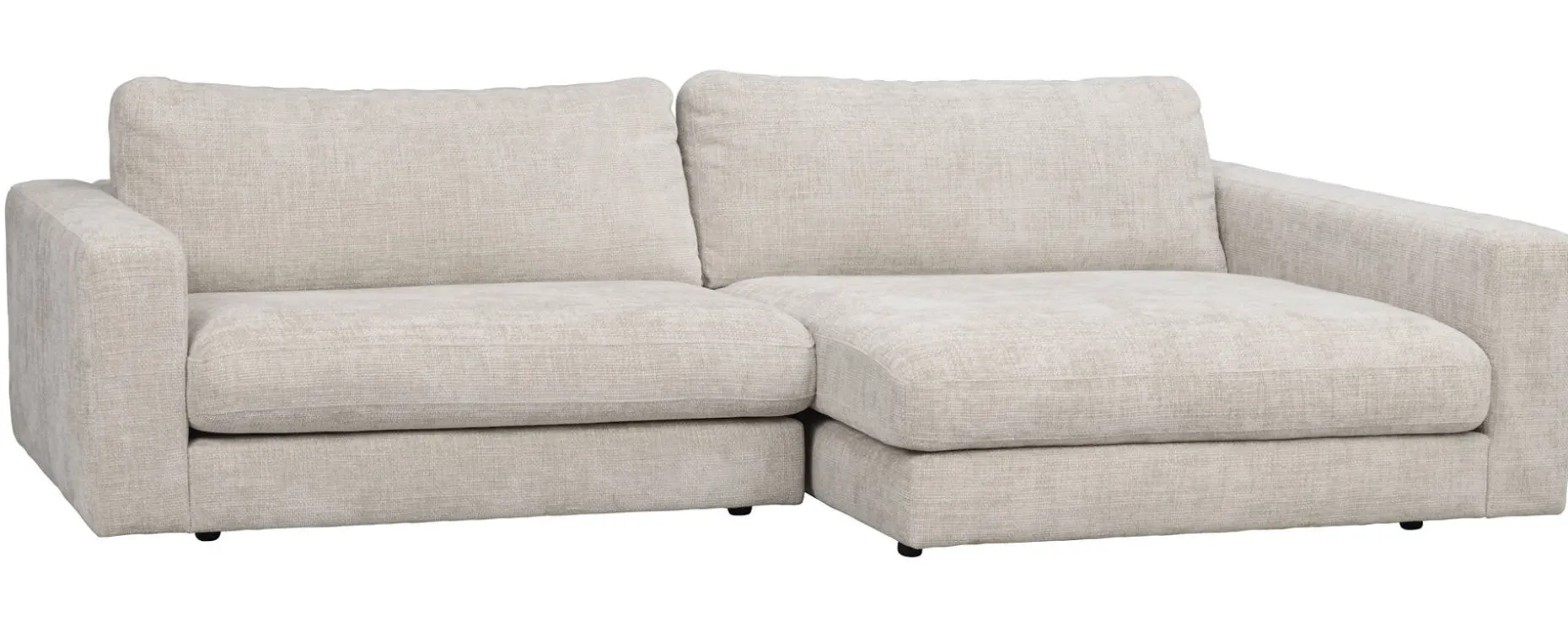 DUNCAN 3-sits soffa med schäslong H ljusgrått tyg (k3)