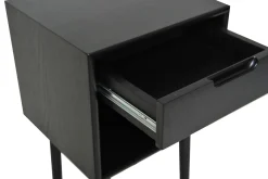 EMINENTE Sängbord, högt, svartlackad ek, lackad ekfaner, massiva ekben