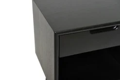 EMINENTE Sängbord, högt, svartlackad ek, lackad ekfaner, massiva ekben